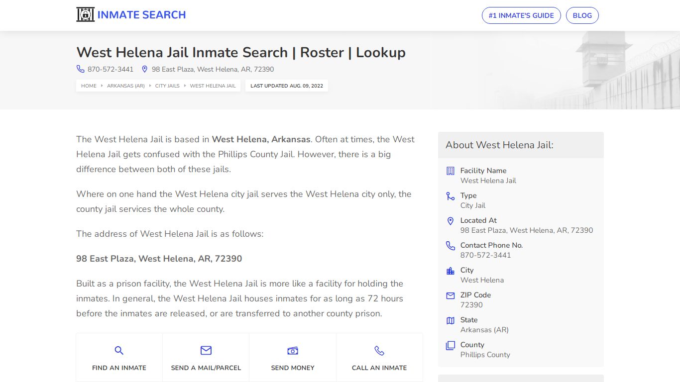 West Helena Jail Inmate Search | Roster | Lookup